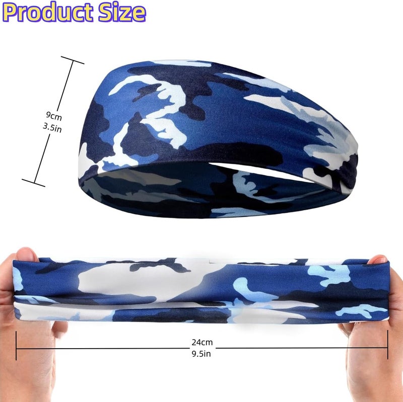 LECHI Sweat Headbands for Men,6 Pack Workout Sports Hairband for Gym, Ideal for Fitness,Running,Cycling,Hike - Image 3